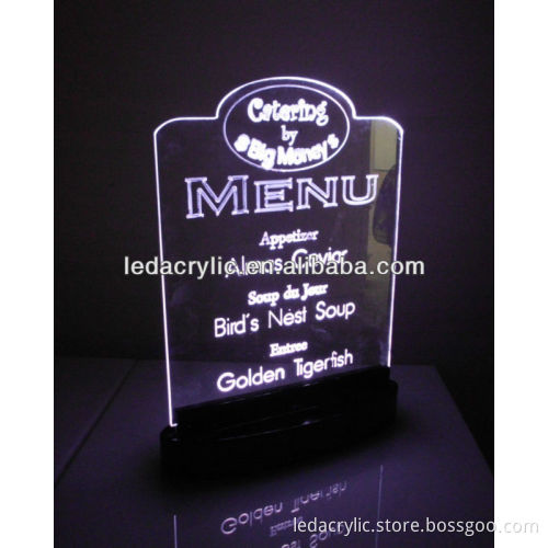 battery powered led acrylic table tent menu sign